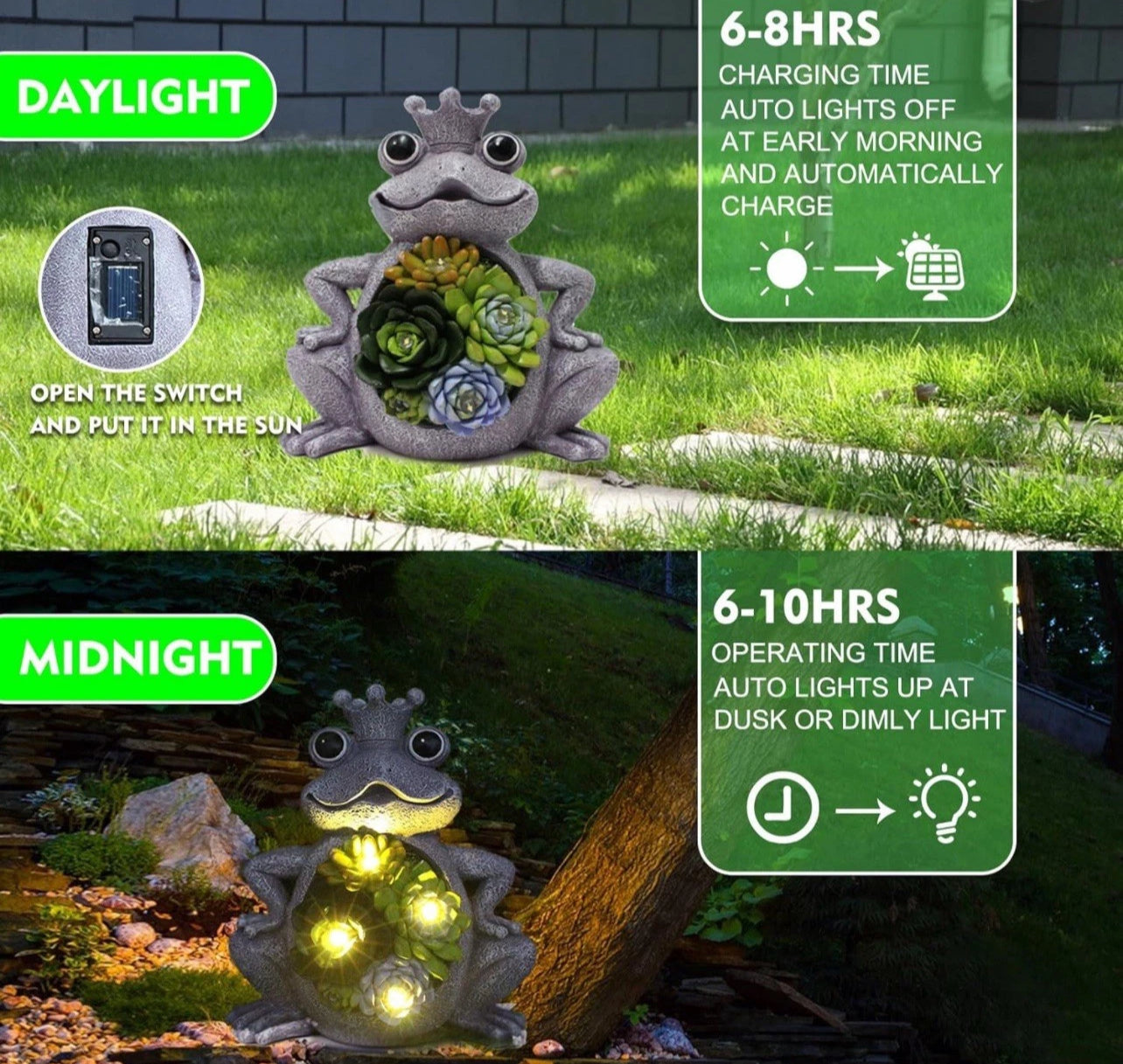 Outdoor Solar Powered Light Up Fantasy Frog Garden Ornament