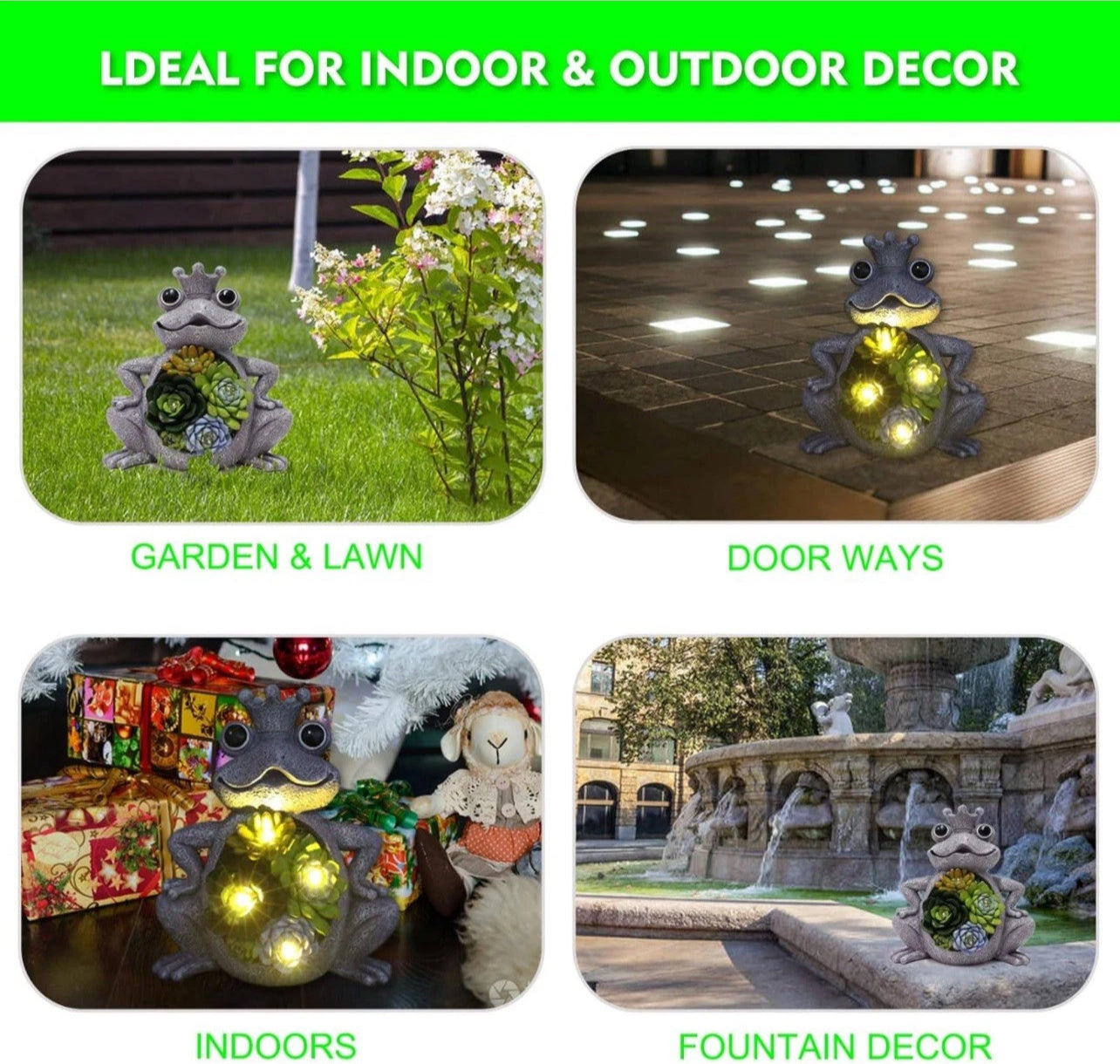 Outdoor Solar Powered Light Up Fantasy Frog Garden Ornament