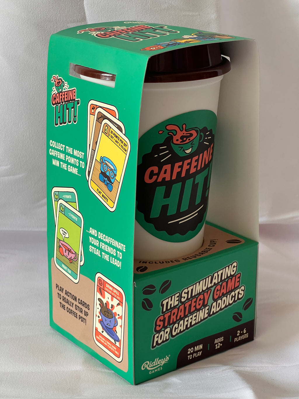 Ridley’s Caffeine Hit Strategy Card Game With Reusable Portable Travel Cup