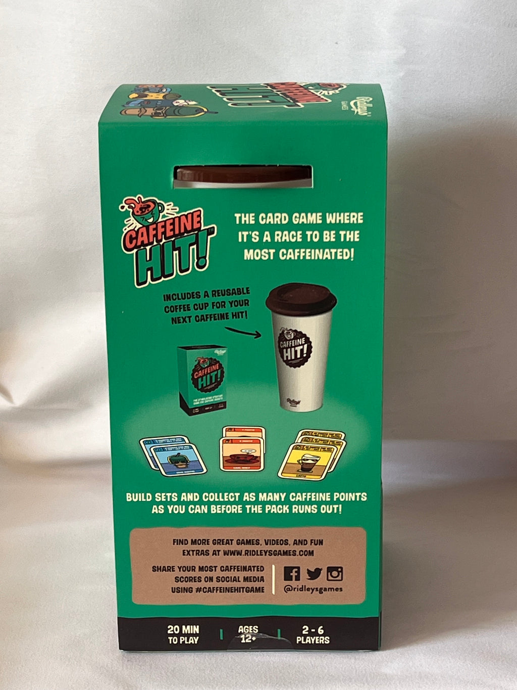 Ridley’s Caffeine Hit Strategy Card Game With Reusable Portable Travel Cup