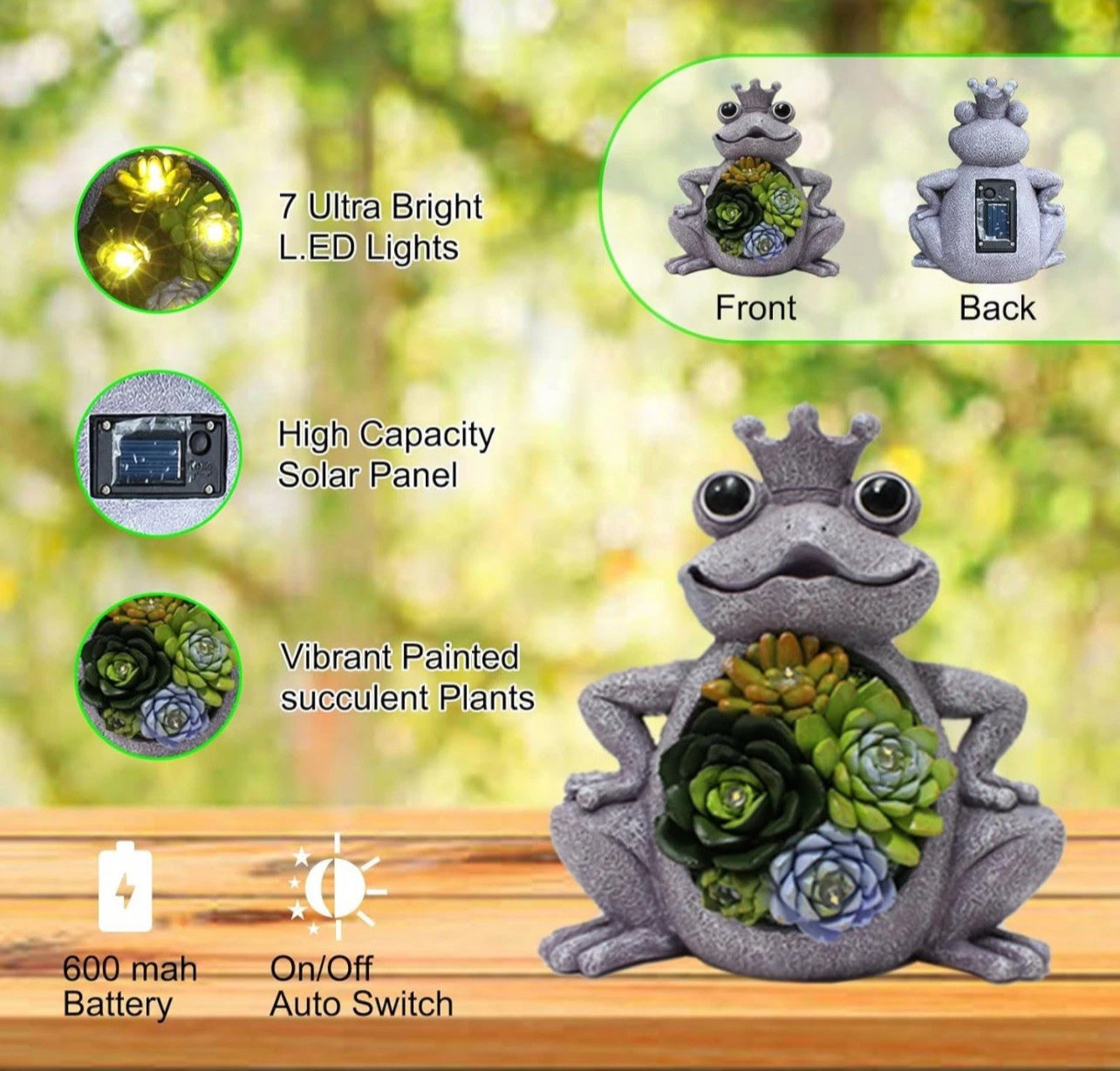 Outdoor Solar Powered Light Up Fantasy Frog Garden Ornament