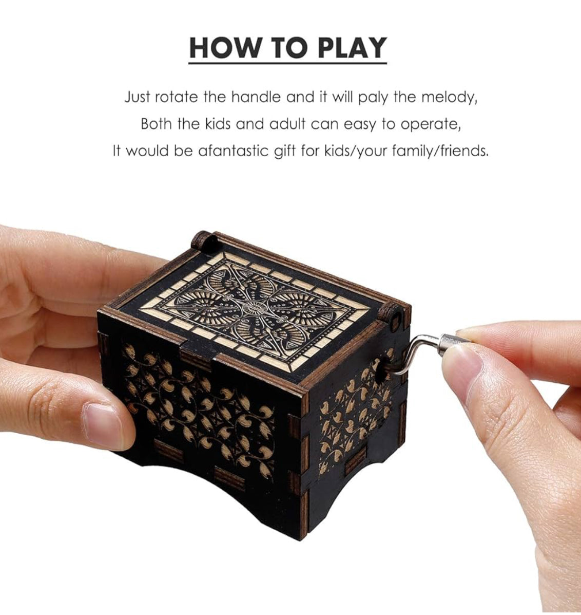 Wooden Hand Crank Music Box, You Are My Sunshine Musical Box