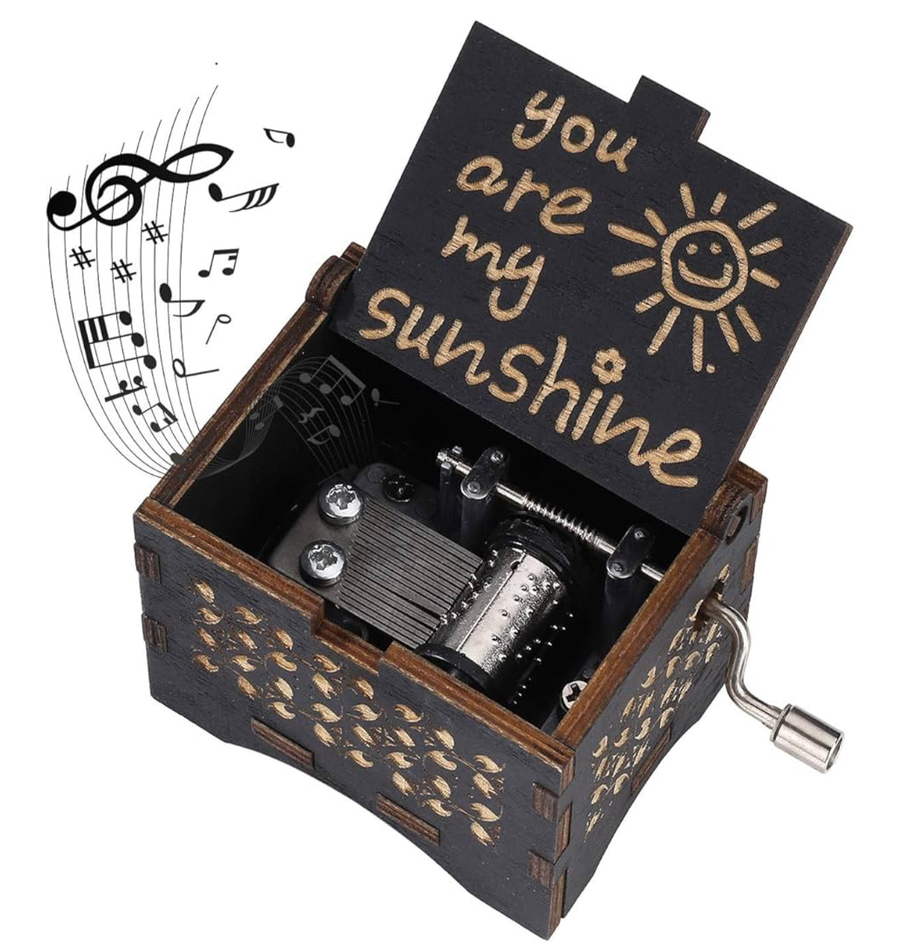 Wooden Hand Crank Music Box, You Are My Sunshine Musical Box
