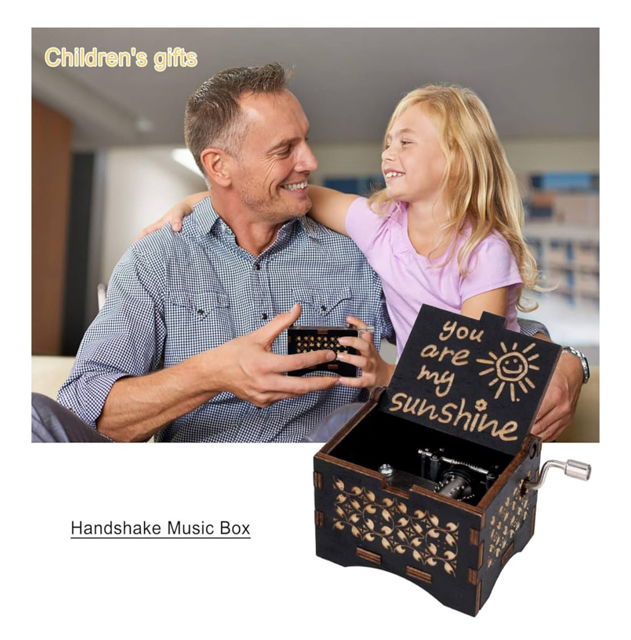 Wooden Hand Crank Music Box, You Are My Sunshine Musical Box